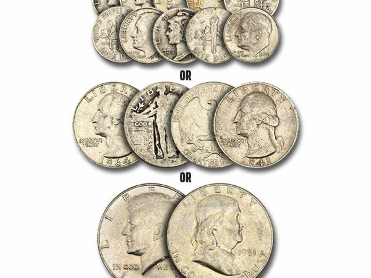 Pre1965-NO Clad NO Nickels Standard Wt .. 90% Junk US Silver Coins 1/2+ oz 