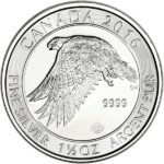 2016 1.5 oz Canadian Silver Snow Falcon Coin Obverse