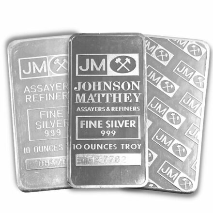 Johnson Matthey 10 oz Silver Bar - Any Style