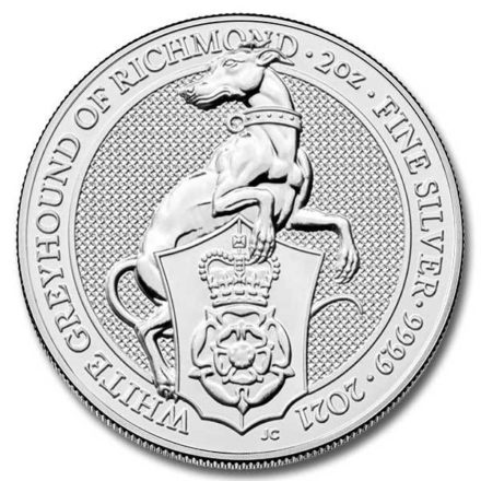 2021 British 2 oz Silver Queen's Beast Greyhound Coin
