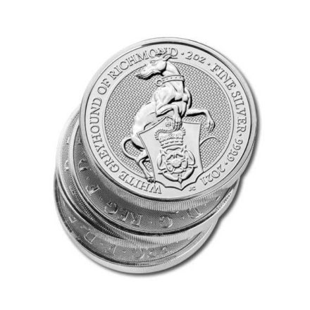 2021 British 2 oz Silver Queen's Beast Greyhound Coin Stack