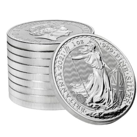 2021 British Silver Britannia Coin Stack
