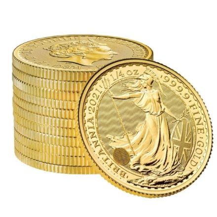 2021 1_4 oz British Gold Britannia Coin Stack