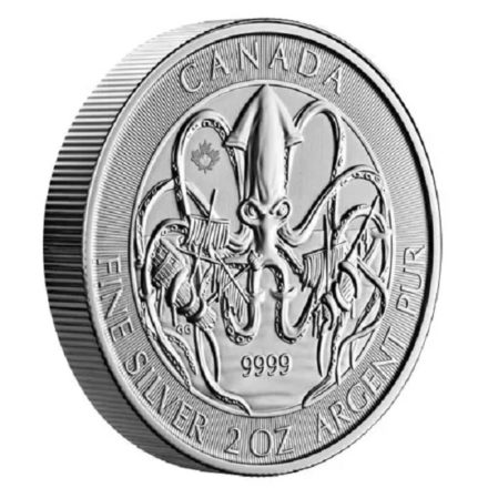 2020 2 oz Canadian Kraken Silver Coin