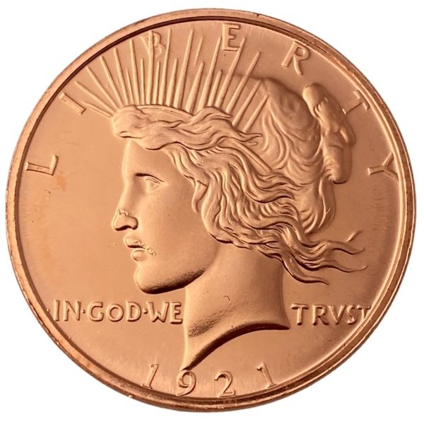 Lot of 100-1 oz Copper Rounds Peace Dollar 