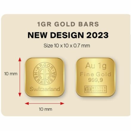 Argor-Heraeus Goldseed 10 x 1 gram Gold Bar Close Up Specs