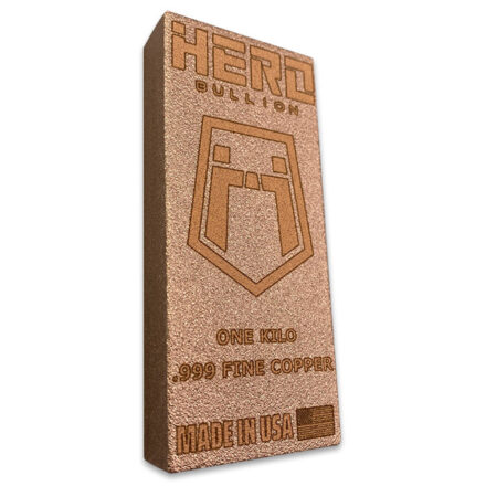 Hero Bullion 1 Kilo Copper Bar Angle