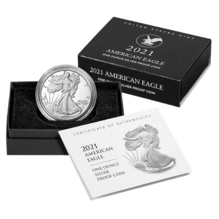 2021 1 oz Proof American Silver Eagle Type 2 With Packaging
