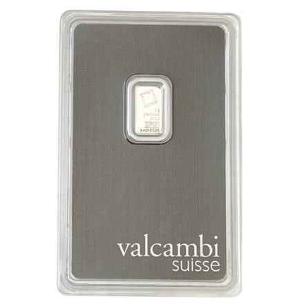 Valcambi 1 gram Platinum Bar Reverse