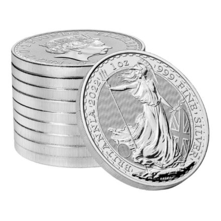 2022 British 1 oz Silver Britannia Coin Stack