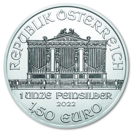 2022 1 oz Austrian Silver Philharmonic Coin Obverse