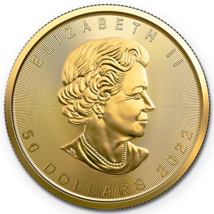 2022 1 oz Canadian Gold Maple Leaf Coin Effigy