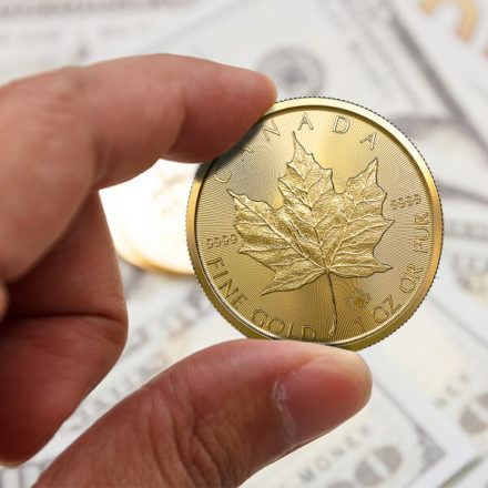 2022 1 oz Canadian Gold Maple Leaf Coin in-Hand