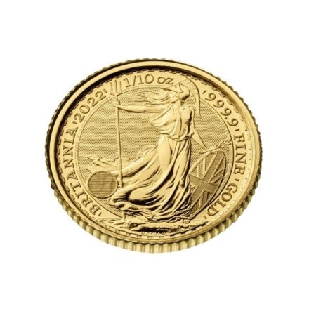 2022 British 1/10 oz Gold Britannia Coin Tilt