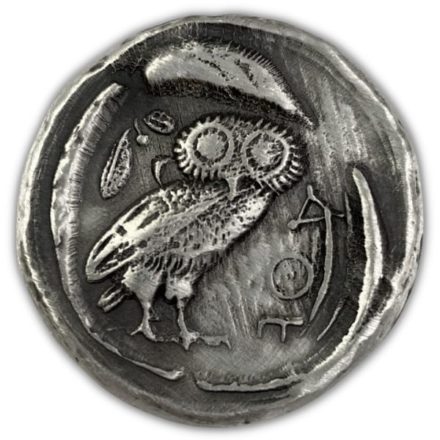 Athenian Owl 1 oz Poured Silver Round