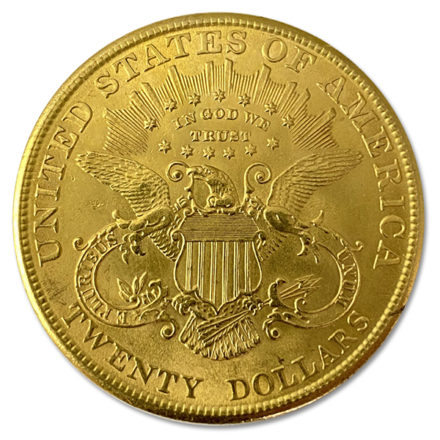 $20 Liberty Double Eagle Gold Coin XF Reverse