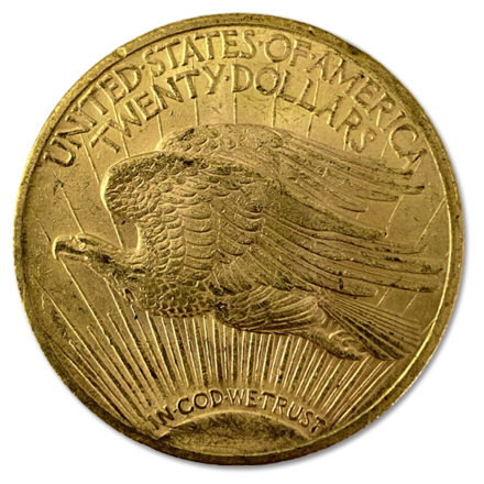 $20 Saint Gaudens Double Eagle Gold Coin AU Reverse