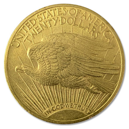 $20 Saint Gaudens Double Eagle Gold Coin XF Reverse
