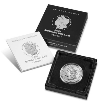 2021 Morgan Silver Dollar with (D) Mint Mark Box & Papers