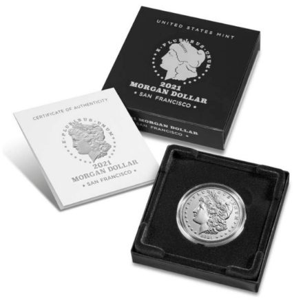 2021 Morgan Silver Dollar with (S) Mint Mark Box & Papers