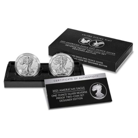 2021 Reverse Proof Silver Eagle - 2 Coin Set Designer Edition