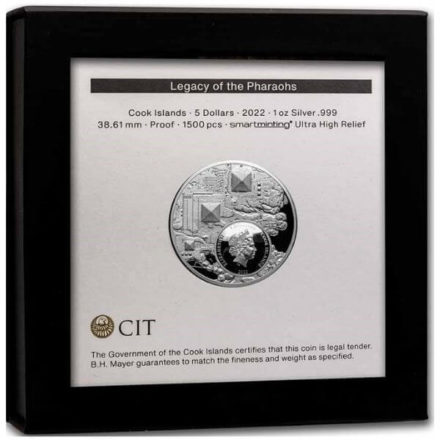 2022 1 oz Legacy of the Pharaohs Silver Coin Packaging Reverse