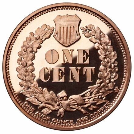 Indian Head Cent 1 oz Copper Round Reverse
