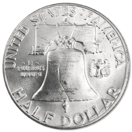 BU 90% Silver Franklin Half Dollar Reverse