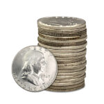 BU 90% Silver Franklin Halves $10 Face Roll