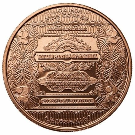 $2 Banknote 1 oz Copper Round Reverse