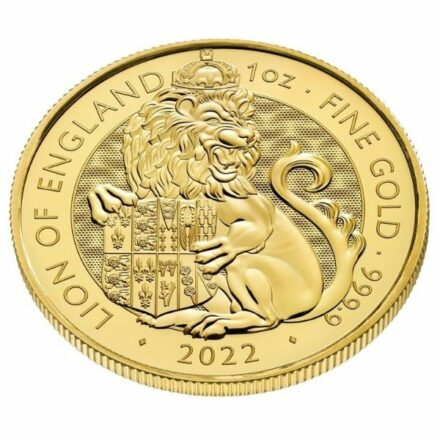 2022 1 oz Tudor Beasts Lion of England Gold Coin Angle