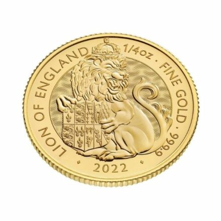 2022 1/4 oz Tudor Beasts Lion of England Gold Coin Angle