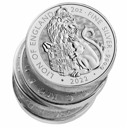 2022 2 oz Tudor Beasts Lion of England Silver Coin Stack