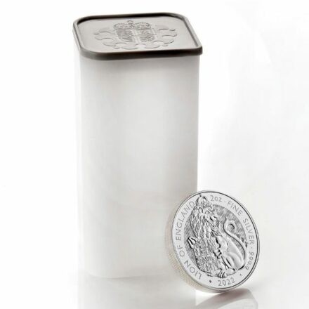 2022 2 oz Tudor Beasts Lion of England Silver Coin Tube