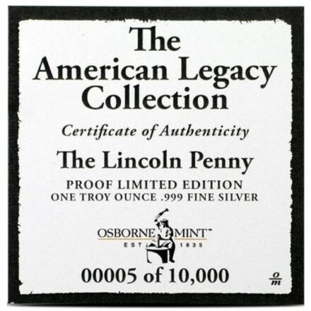 Lincoln Penny 1 oz Domed Proof Silver Round