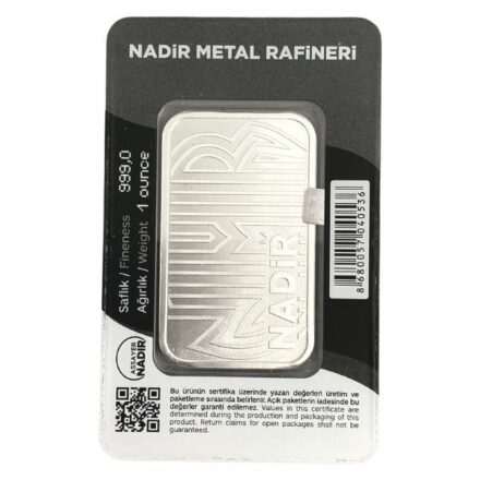 Nadir 1 oz Silver Bar in Assay Card Reverse