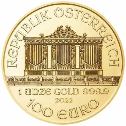 2022 1 oz Austrian Gold Philharmonic Coin Obverse