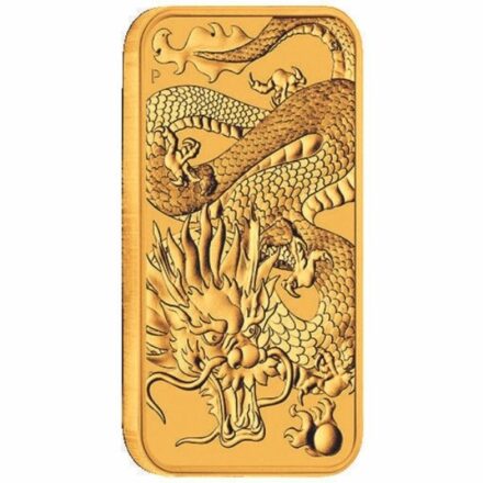 2022 1 oz Australia Perth Mint Gold Dragon Bar Angle