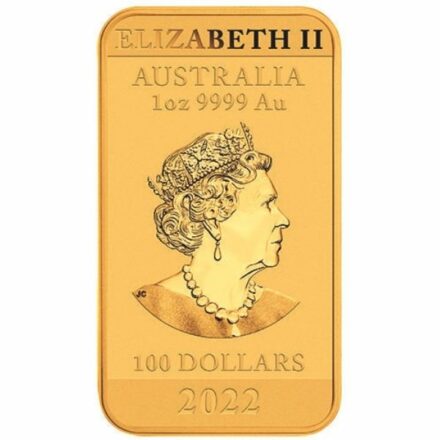 2022 1 oz Australia Perth Mint Gold Dragon Bar Effigy