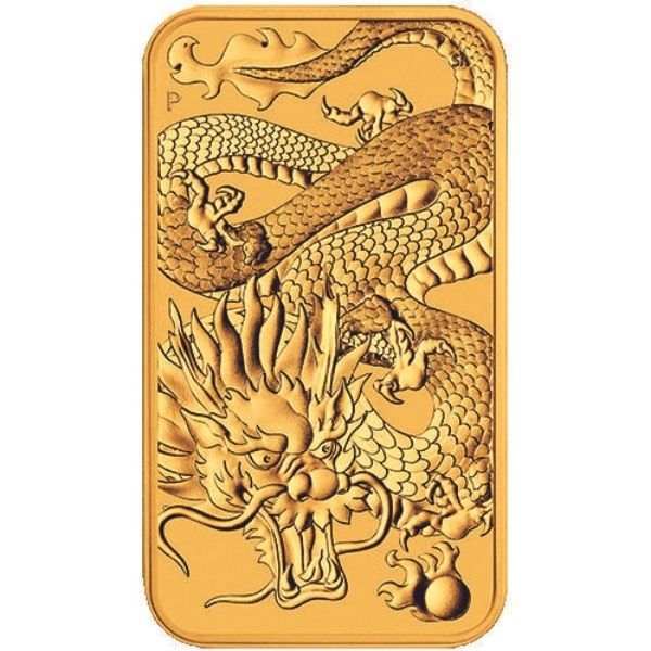 2022 1 oz Australia Perth Mint Gold Dragon Bar Coin - Hero Bullion