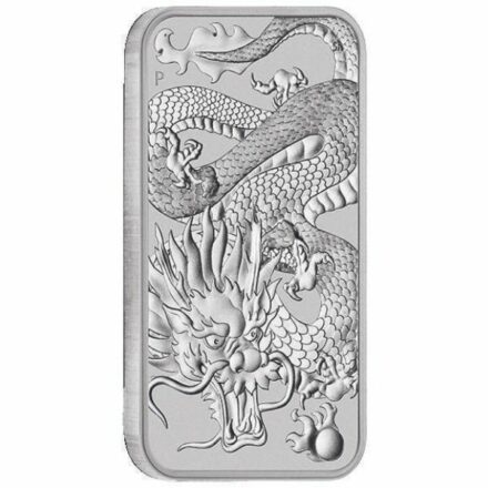 2022 1 oz Australia Perth Mint Silver Dragon Bar Angle