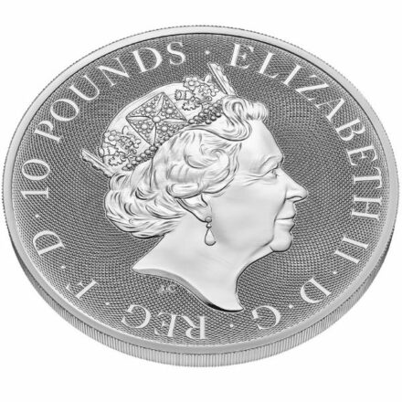2022 10 oz Tudor Beasts of England Silver Coin Reverse Angle
