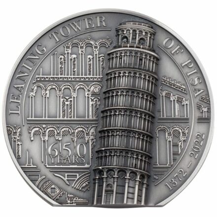 2022 5oz Silver Leaning Tower of Pisa Antique Coin Reverse