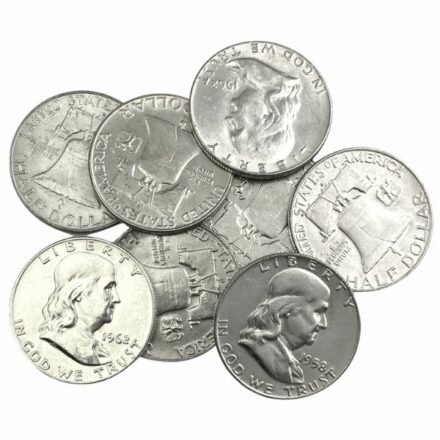 AU+ 90% Silver Franklin Half $1 Face Value Pile