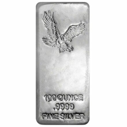 Eagle 100 oz Cast Silver Bar Obverse