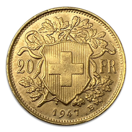 Swiss 20 Franc Gold Coin - Helvetia Reverse