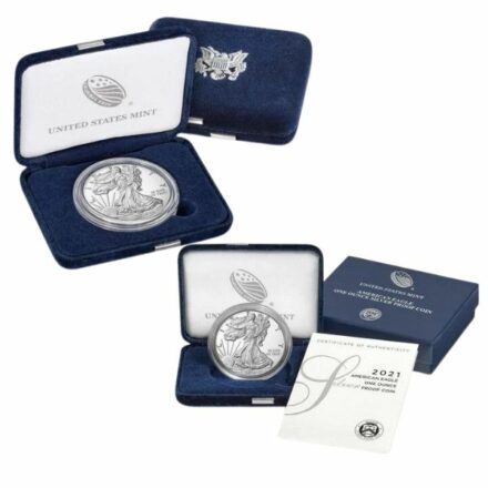 1 oz Proof Silver Eagle Coin with Box & Papers box