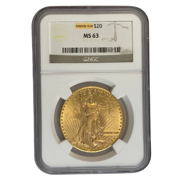 US Gold $20 Saint-Gaudens Double Eagle NGC MS63 Random Date 