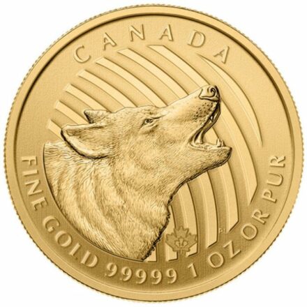 2014 1 oz Canadian Howling Wolf Gold Coin Reverse