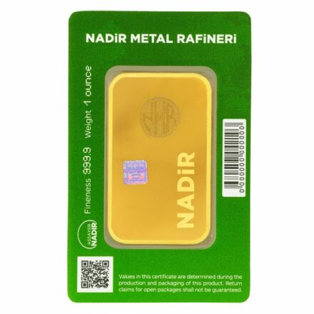 Nadir 1 oz Gold Bar Assay Card Reverse